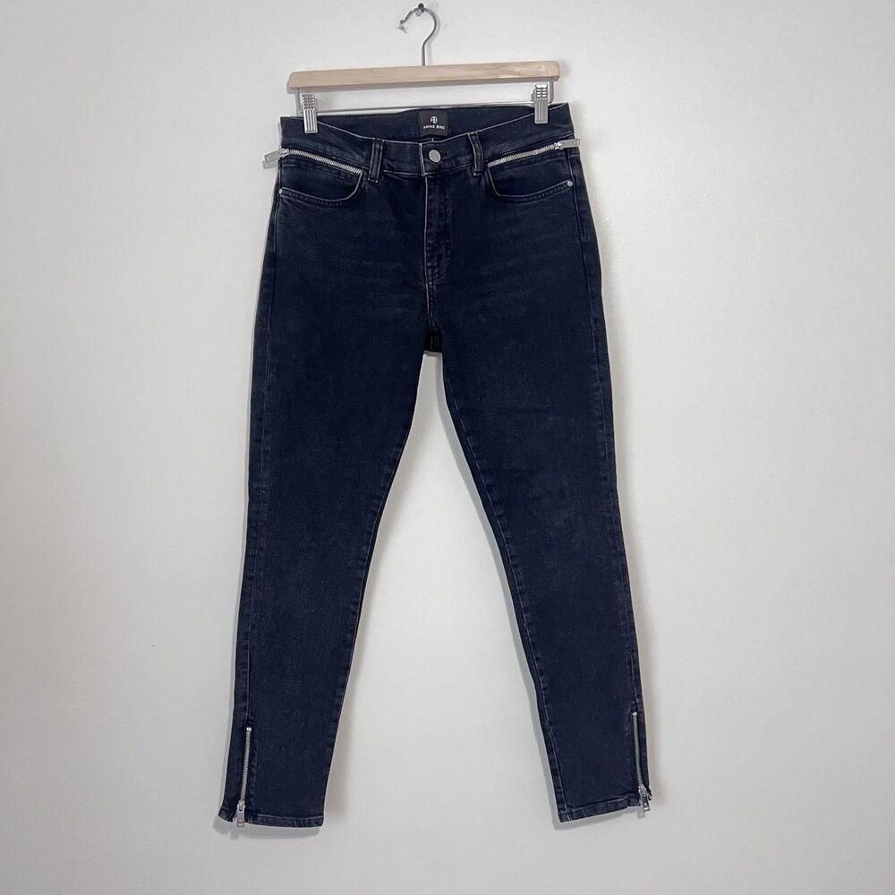 Anine Bing Jax Low Rise Ankle Skinny Jeans Size 29 in Smoke Black - Picture 2 of 11